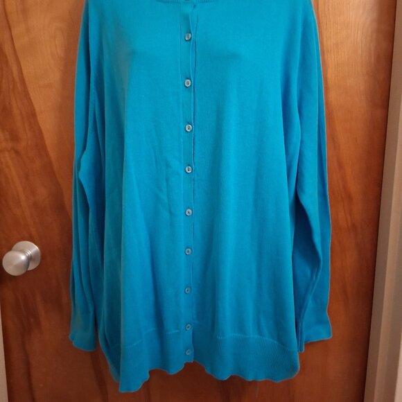 Jessica London Size 26/28 Baby Blue Button Down Sweater Cardigan Top NWOT - Picture 2 of 5